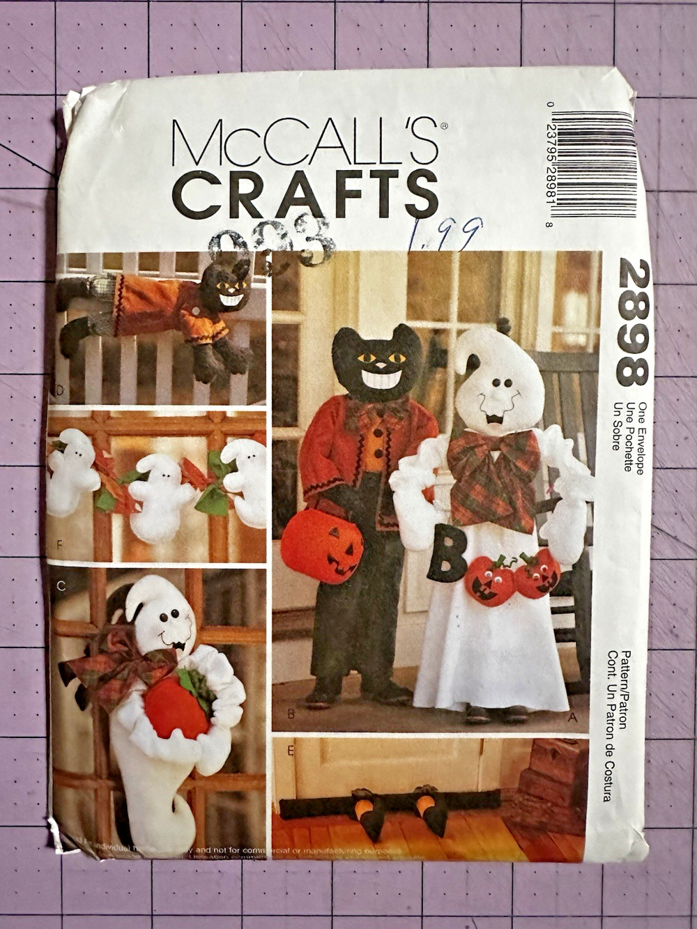 UNCUT One Size McCall's UNCUT Halloween Ghost, Cat, Pattern # 2898